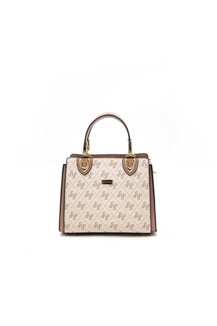 Silver & Polo SP1133 Kadın El Çantası Monogram Pembe-Somon