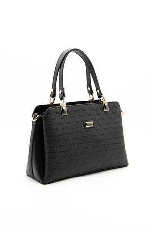 Silver & Polo SP972 Kadın El Çantası Logolu Siyah-Siyah