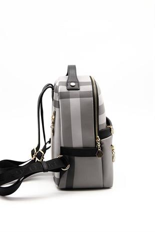 Silver & Polo SP1061 Kadın Sırt Çantası Ekose Gri-Siyah