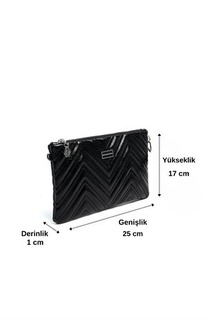 Silver Polo SP1250 Kadın Portföy & Clutch Crash Kırışık Siyah-Kırışık Siyah