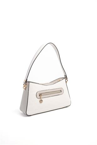 Silver & Polo SP1102 Kadın Omuz Çantası Logolu Beyaz-A.Gri-Beyaz