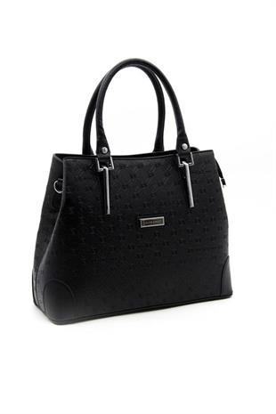 Silver & Polo SP667 Kadın El Çantası Logolu Siyah-Siyah