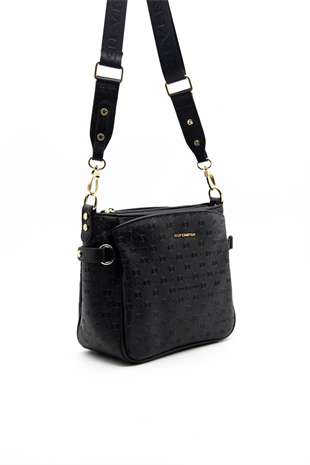 Silver & Polo SP884 Kadın Çapraz Çanta Logolu Siyah-Siyah