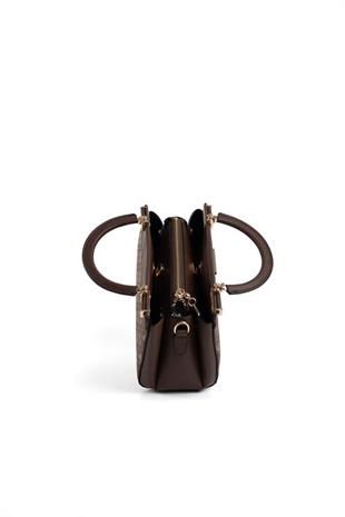 Silver & Polo SP1193 Kadın El Çantası Monogram Kahve-Kahve