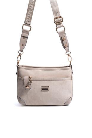 Silver Polo Bej - Kum Süet Kadın Çapraz Çanta SP1160
