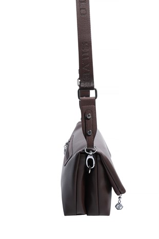 Silver & Polo SP1278 Kadın Çapraz Çanta Düz Kahve-Kahve