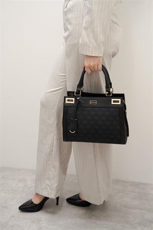 Silver & Polo SP1174 Kadın El Çantası Monogram Siyah