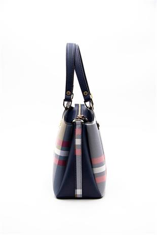 Silver & Polo SP972 Kadın El Çantası Ekose Lacivert