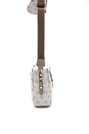 Silver & Polo SP1038 Kadın Çapraz Çanta Monogram Bej-Kum
