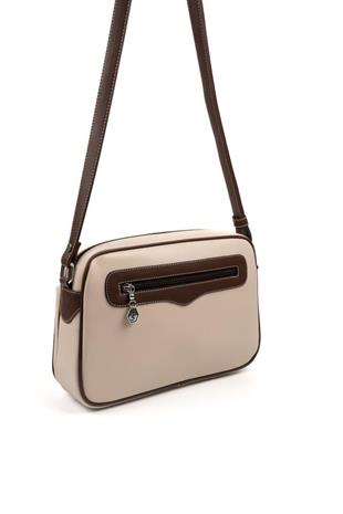 Silver & Polo SP491 Kadın Çapraz Çanta Düz Bej-Kahve