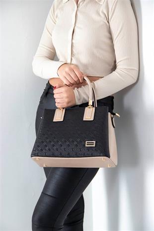 Silver & Polo SP1000 Kadın El Çantası Logolu Siyah-S.Nut