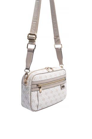 Silver & Polo SP1280 Kadın Çapraz Çanta Monogram Bej-Kum