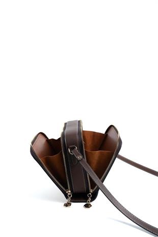 Silver & Polo SP888 Kadın Çapraz Çanta Monogram Koyubej-Kahve