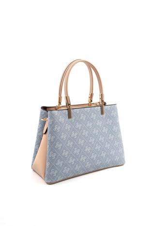 Silver & Polo SP1098 Kadın El Çantası Monogram Mavi-Ten