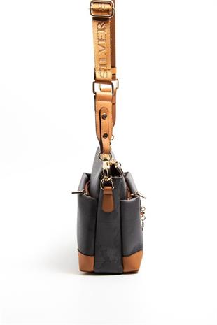 Silver & Polo SP1110 Kadın Çapraz Çanta Harita Siyah-A.Taba