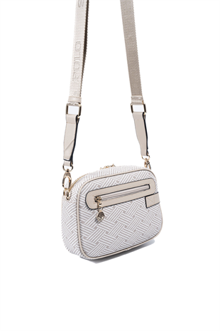 Silver & Polo SP1256 Kadın Çapraz Çanta Ekose Line Kare Bej-Kum Beji