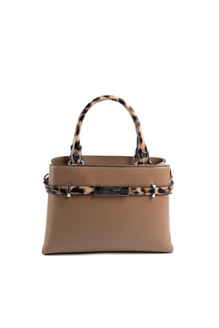 Silver & Polo SP1149 Kadın El Çantası Düz Bizon-Leopar Taba