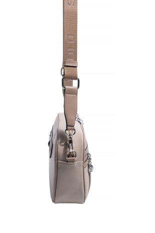 Silver & Polo SP1280 Kadın Çapraz Çanta Düz Koyu Bej-Latte