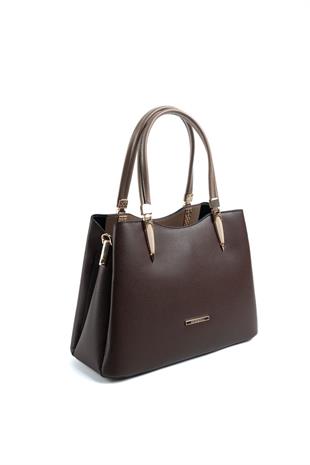 Silver & Polo SP1205 Kadın El Çantası Düz Kahve-Vizon