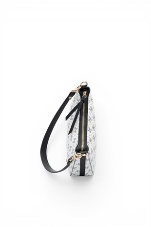 Silver Polo Beyaz - Siyah Monogram Kadın Omuz Çantası SP1259