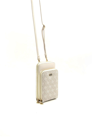 Silver Polo Taş - Kemik Monogram Kadın Telefon Çantası SP1011