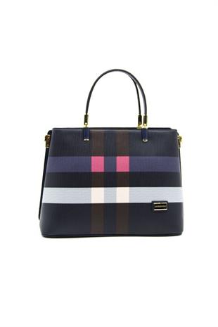 Silver & Polo SP924 Kadın El Çantası Ekose Lacivert