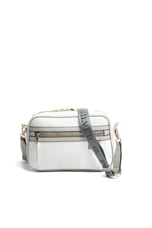 Silver & Polo SP1280 Kadın Çapraz Çanta Logolu Beyaz-A.Gri