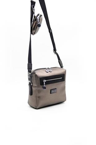 Silver Polo SP1038 Kadın Çapraz Çanta Düz Platin-Siyah