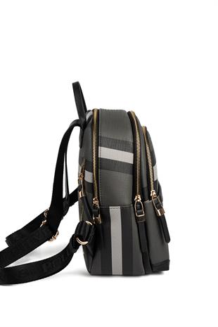 Silver & Polo SP1265 Kadın Sırt Çantası Ekose Siyah