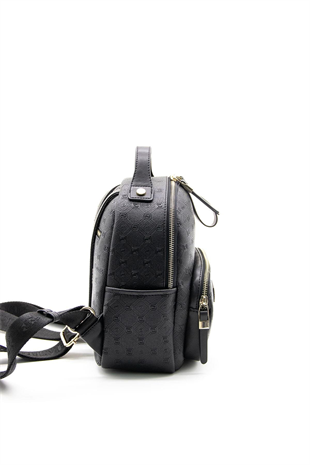 Silver & Polo SP1130 Kadın Sırt Çantası Logolu Siyah-Siyah