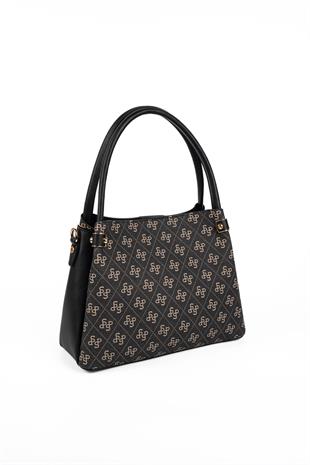 Silver & Polo SP1254 Kadın El Çantası Monogram Füme-Siyah