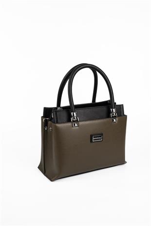 Silver & Polo SP826 Kadın El Çantası Düz Zeytuni-Siyah