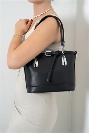 Silver & Polo SP1155 Kadın El Çantası Düz Siyah-Siyah