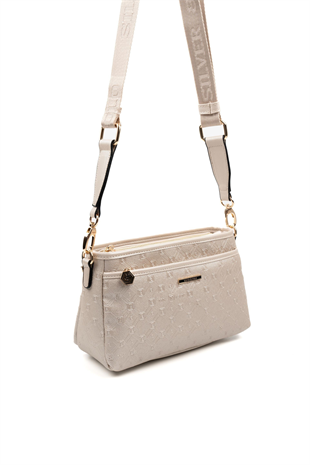 Silver & Polo SP1184 Kadın Çapraz Çanta Logolu Bej-S.Bej