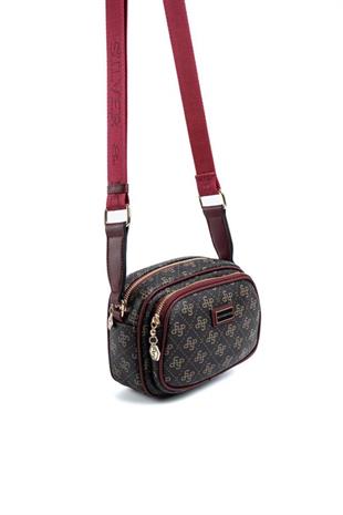 Silver & Polo SP1111 Kadın Çapraz Çanta Monogram Kahve Sarı-Bordo