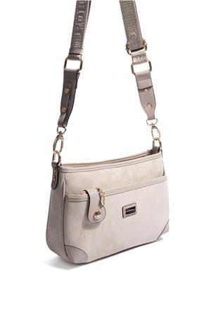 Silver Polo Bej - Kum Süet Kadın Çapraz Çanta SP1160
