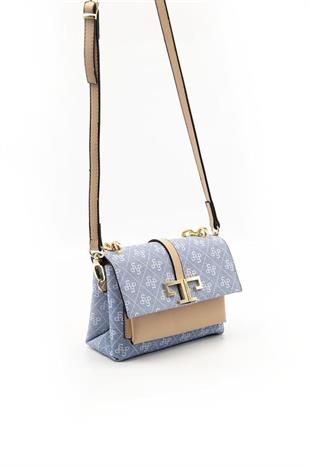 Silver & Polo SP1148 Kadın Çapraz Çanta Monogram Mavi-Ten