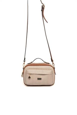 Silver & Polo SP1186 Kadın Çapraz Çanta Hasır Bej-Taba