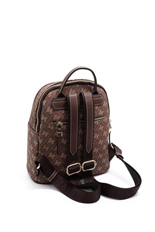 Silver & Polo SP901 Kadın Sırt Çantası Monogram Kahve