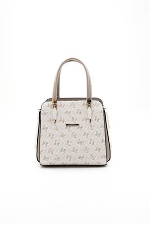 Silver & Polo SP1136 Kadın El Çantası Monogram Bej-Kum