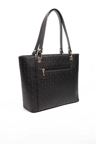 Silver & Polo SP1176 Kadın Omuz Çantası Logolu Siyah-Siyah