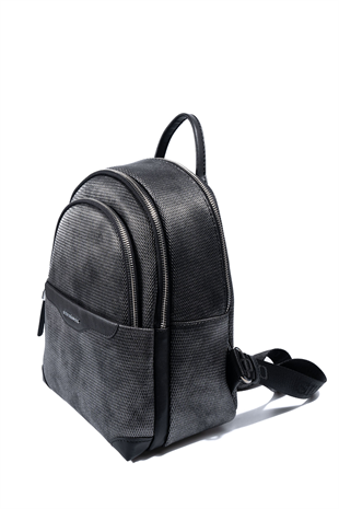 Silver & Polo SP1265 Kadın Sırt Çantası Petek M.Gümüş-Siyah