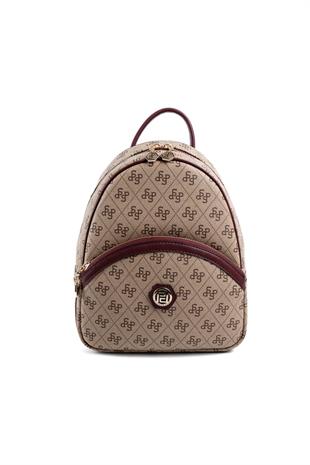 Silver & Polo Koyu Bej - Bordo SP945 Kadın Sırt Çantası