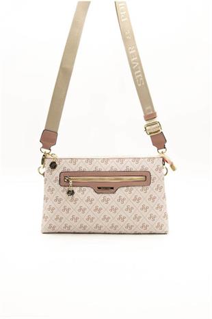 Silver & Polo SP1129 Kadın Çapraz Çanta Monogram Pembe-Somon