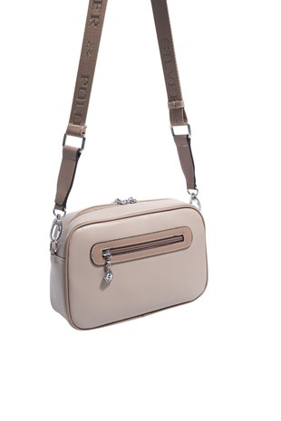 Silver & Polo SP1280 Kadın Çapraz Çanta Düz Koyu Bej-Latte