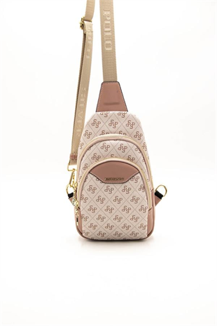 Silver & Polo SP959 Kadın Vücut Çantası Monogram Pembe-Somon