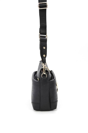 Silver & Polo SP1110 Kadın Çapraz Çanta Logolu Siyah-Siyah