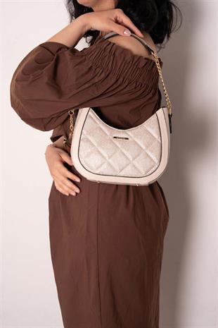 Silver & Polo SP1168 Kadın Omuz Çantası Logolu Bej