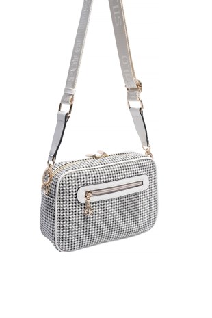 Silver & Polo SP1280 Kadın Çapraz Çanta King Desen Siyah-Kemik