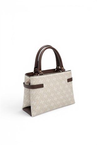 Silver Polo Taş - Kahve Monogram Kadın El Çantası SP1149